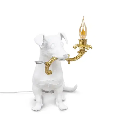 Vnútorné dekoratívne svietidlá SELETTI Stolová LED lampa Rio, pes v bielej