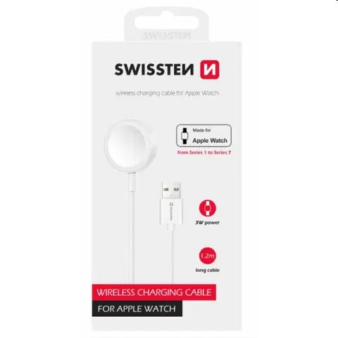 Príslušenstvo k wearables Swissten Nabíjací magnetický kábel pre Apple Watch USB-A 1,2 m, biely 22055511