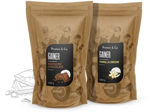 Sacharidy a gainery Protein & Co. Gainer 4 kg (2× 2 kg) Zvoľ príchuť: Fantastic chocolate, PRÍCHUŤ: Salted caramel