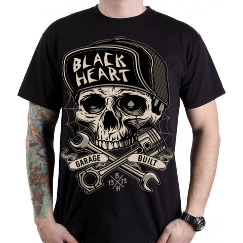 Pánske tričká Tričko BLACK HEART Garage Built čierna - 3XL
