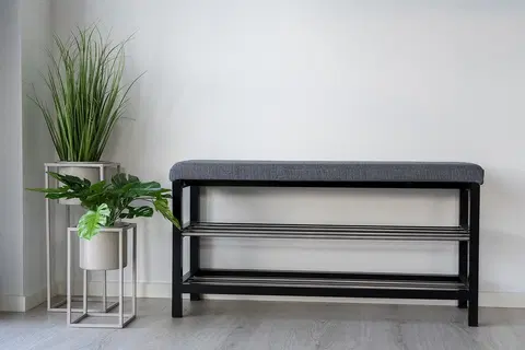 Lavice do predsiene Norddan Dizajnová lavica Rhory 100 cm sivá / čierna
