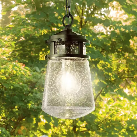 Vonkajšie závesné svietidlá KICHLER Vonkajšia závesná lampa Lyndon sklenené tienidlo