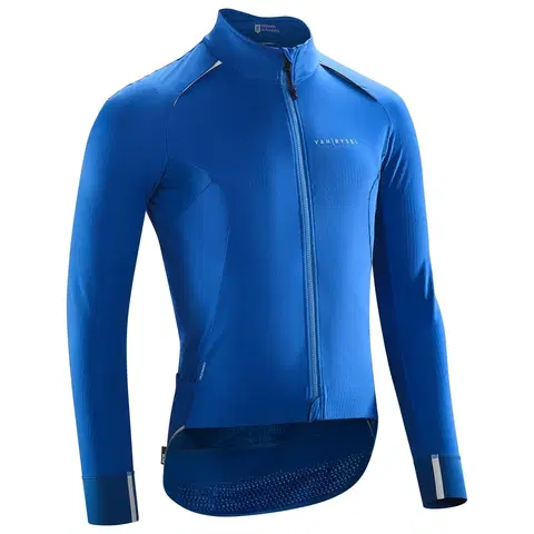 bundy a vesty Pánska zimná bunda na cestnú cyklistiku Racer modrá