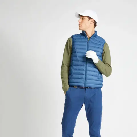 bundy a vesty Pánska golfová prešívaná vesta MW500 modrá