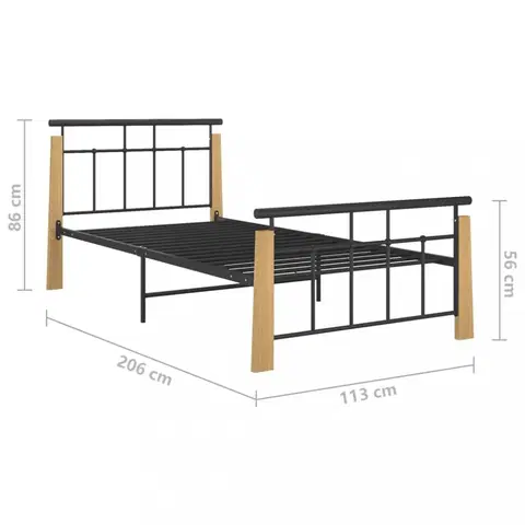 Postele Posteľ kov / masívny dub Dekorhome 100 x 200 cm