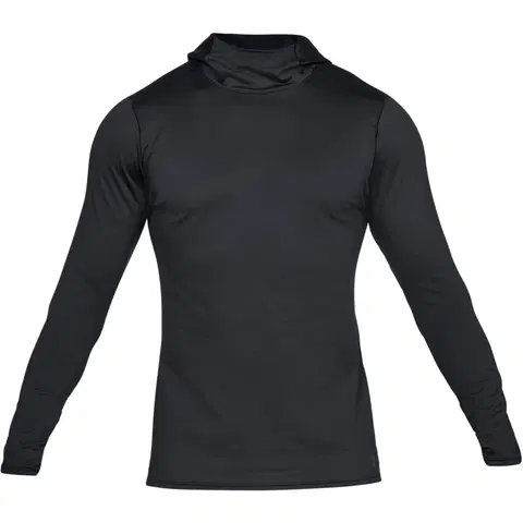 Pánske termo tričká s dlhým rukávom Pánske tričko Under Armour Fitted CG Hoodie Black /  / Charcoal - L