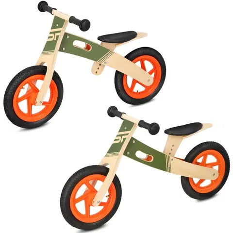 Odrážadlá Detské drevené odrážadlo SPOKEY Woo-Ride Duo - khaki