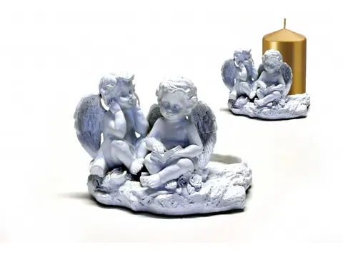 Sošky, figurky-anjeli Anjel pár svietnik 10,5cm