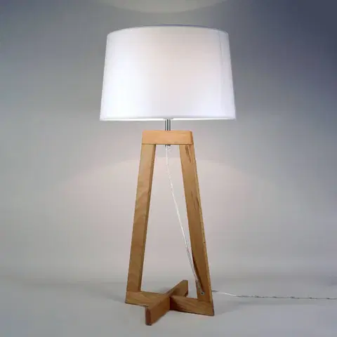 Stolové lampy Aluminor Stolová lampa Sacha LT z textilu a dreva