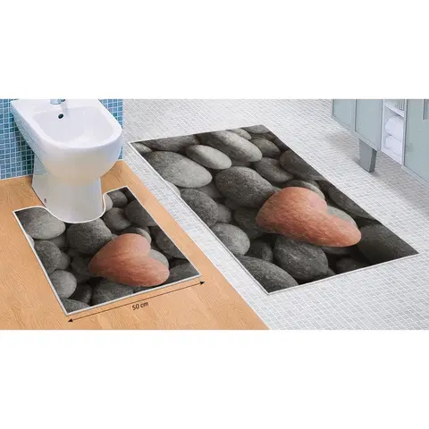 Koberce a koberčeky Bellatex Sada kúpeľňových predložiek Tmavé kamene 3D, 60 x 100 cm, 50 x 60 cm
