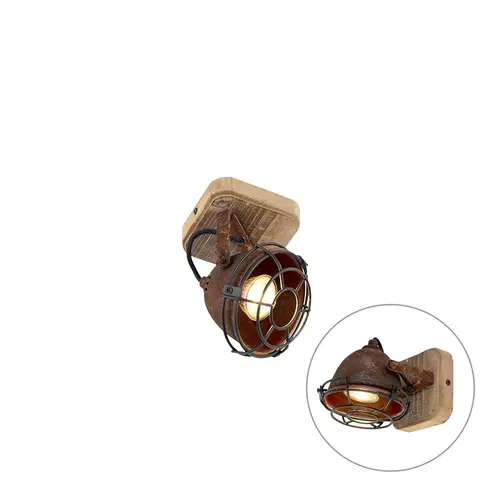 Nastenne lampy Inteligentné bodové hrdzavohnedé s výklopným drevom vrátane Wifi GU10 - Gina