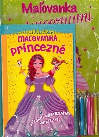 Nalepovačky, vystrihovačky, skladačky Komplet Princezné (2 maľovanky + 2 aktivity zošity + farebné ceruzky)