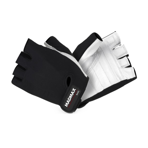 Fitness rukavice Fitness rukavice MadMax Basic bielo-čierna - M