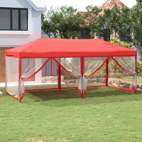 Záhradné párty stany Skladacia party stan s bočnicami 3 x 6 m Dekorhome Červená