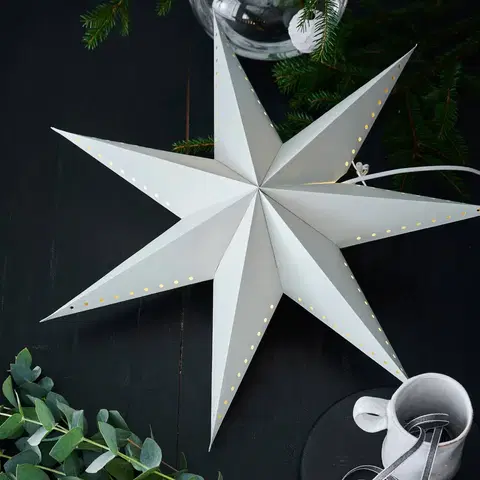 Vianočné svetelné hviezdy Markslöjd Dekoračná hviezda Lively, visiaca, sivá, Ø 60 cm