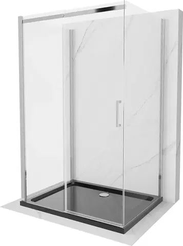 Vane MEXEN/S - OMEGA sprchovací kút 3-stenný 130x100, transparent, chróm + vanička vrátane sifónu 825-130-100-01-00-3s-4070