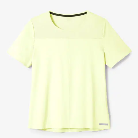 nordic walking Dámske priedušné bežecké tričko Dry+ Breath žlté fluorescenčné