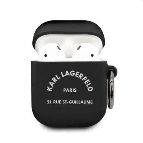 Slúchadlá Karl Lagerfeld Rue St Guillaume silikónový obal pre Apple AirPods 1/2, čierny