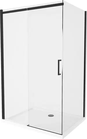 Vane MEXEN/S - Omega sprchovací kút 100x70, transparent, čierna + biela vanička so sifónom 825-100-070-70-00-4010B