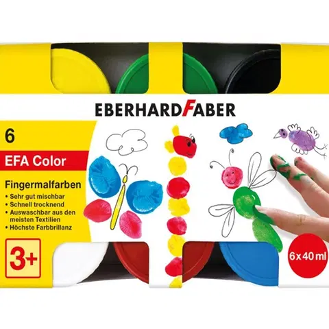 Hračky EFA - Farby prstové 40 ml - sada 6 základných farieb