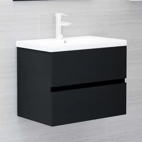 Kúpeľňové skrinky Skrinka pod umývadlo 60 cm Dekorhome Čierna