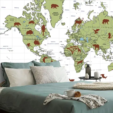 Samolepiace tapety Samolepiaca tapeta mapa so zvieratami