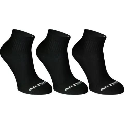 bedminton Detské športové ponožky RS 100 stredne vysoké 3 páry čierne