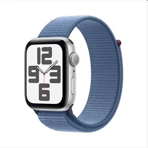 Inteligentné hodinky Apple Watch SE GPS 44mm Silver Aluminium Case with Winter Blue Sport Loop MREF3QCA