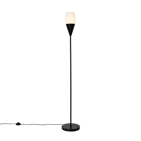 Stojace lampy Moderná stojaca lampa čierna s opálovým sklom - Drop