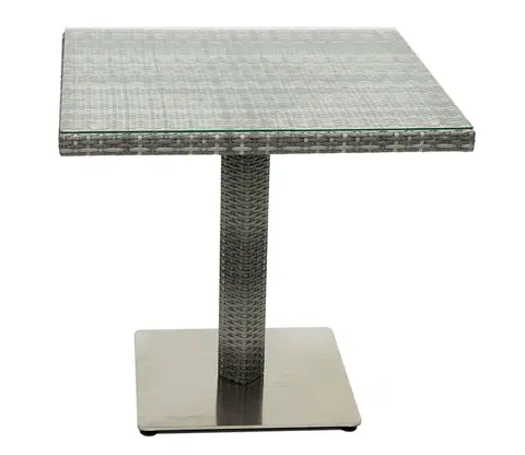 Stolčeky DEOKORK Záhradný ratanový stôl GINA 80x80 cm (sivá)