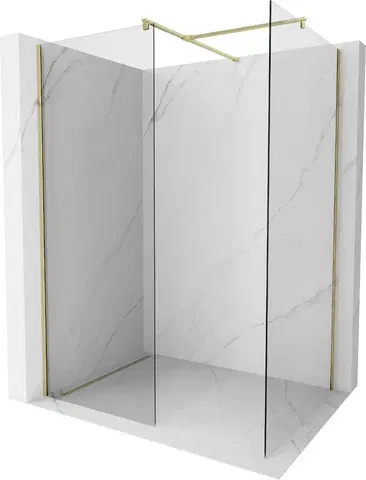 Sprchové dvere MEXEN/S - Kyoto Sprchová zástena WALK-IN 145 x 80 cm, transparent, zlatá 800-145-202-50-00-080