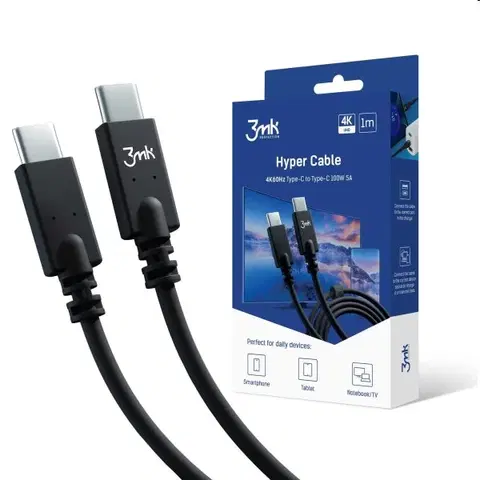 Dáta príslušenstvo 3mk Hyper Cable USB-C/USB-C 1m, 100 W, čierny 3MK464550