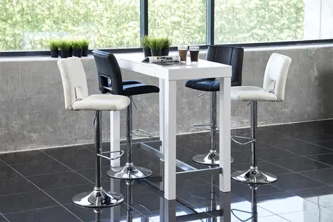 Barové stoličky Dkton Dizajnová barová stolička Almonzo, biela / chrómová