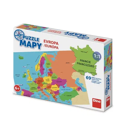 Do 99 dielikov Dino Toys Puzzle Mapy: Európa 69 Dino