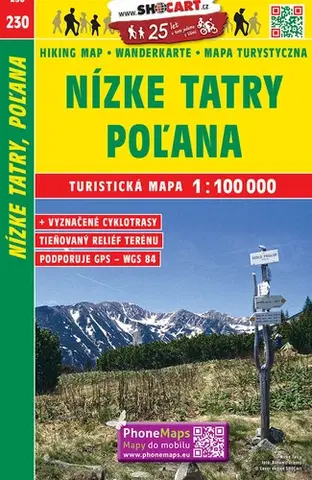 Turistika, skaly Nízke Tatry, Poľana 1:100 000