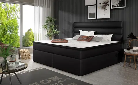 Postele NABBI Spezia 160 čalúnená manželská posteľ s úložným priestorom čierna (Soft 11)