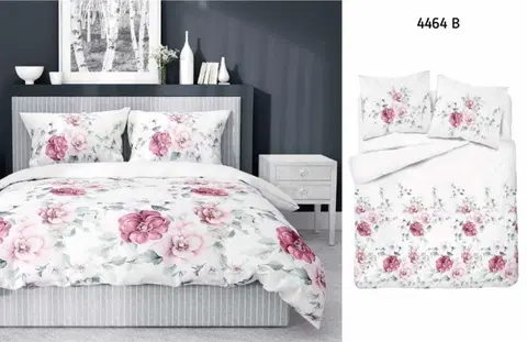 Posteľná bielizeň Súprava 1+1 posteľnej bavlnenej obliečky, Ružičky na bielom