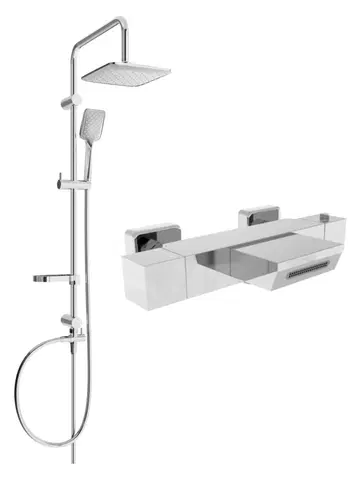 Sprchy a sprchové panely MEXEN/S - Sven sprchový stĺp vrátane vaňovej termostatickej batérie Cube, chróm 77360262-00