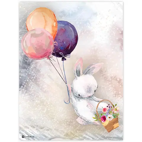 Obrazy do detskej izby Obraz pre deti - Zajko s balónmi