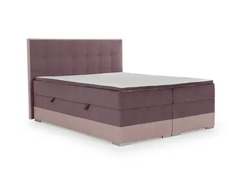 Postele NABBI Dalino 140 čalúnená manželská posteľ s úložným priestorom fialová / ružová