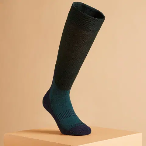 ponožky Teplé jazdecké podkolienky 500 Warm modrozelené
