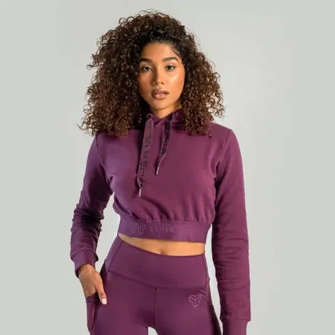 Mikiny STRIX Dámska mikina Essential Cropped Hoodie Plum  SS