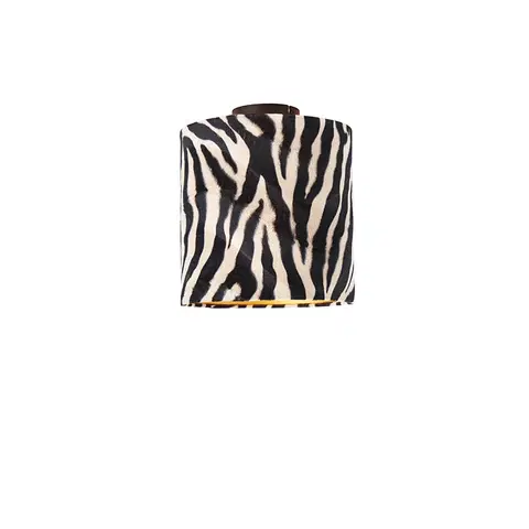 Stropne svietidla Stropné svietidlo matné čierne zamatové tienidlo so zebrovým dizajnom 25 cm - Combi