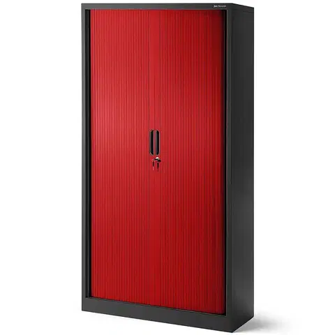 Šatníkové skrine so závesnými dverami Kancelárska skriňa Damian kovová antracit/červená