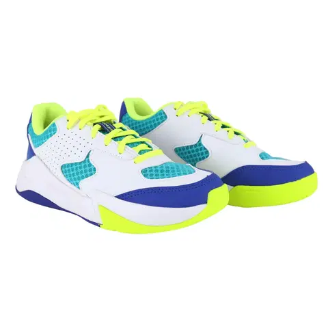 detské tenisky Detská volejbalová obuv VS100 Confort so šnúrkami bielo-modro-zelená