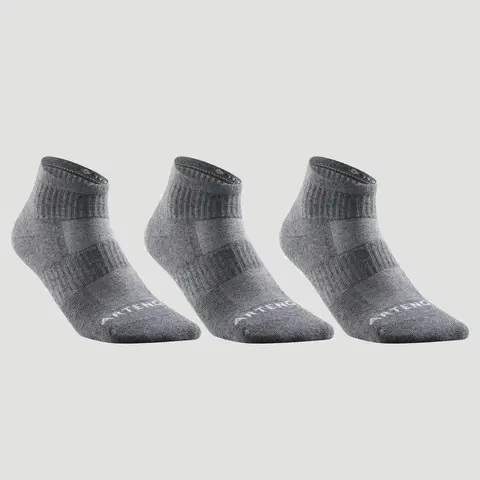 bedminton Športové ponožky RS 500 stredne vysoké 3 páry sivé