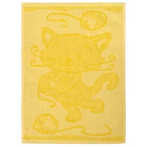 Uteráky Profod Detský uterák Cat yellow, 30 x 50 cm