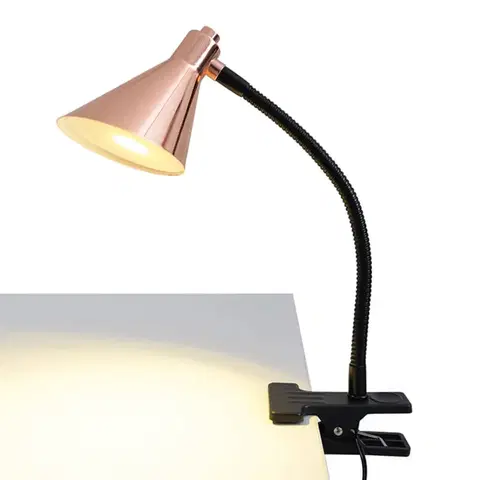 Stolové lampy s klipom Näve Medená upínacia LED lampa Janita