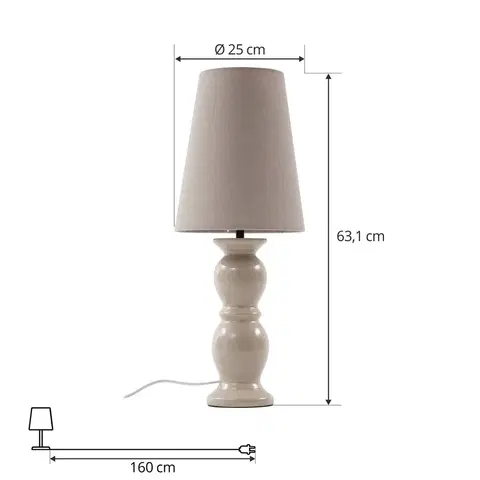 Lampy na nočný stolík Lucande Lucande Lyndorin stolová lampa, béžová