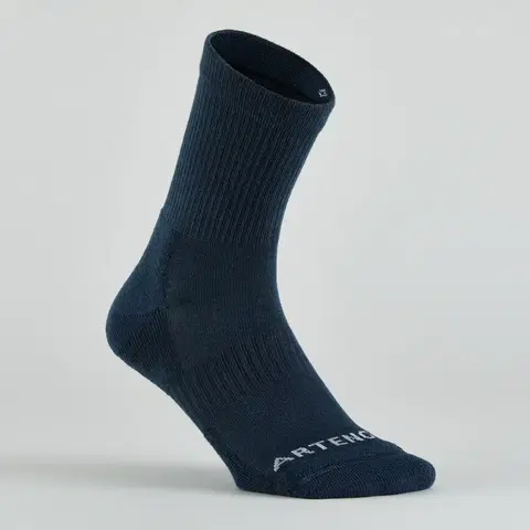 bedminton Tenisové ponožky RS 300 vysoké námornícke modré 4 páry